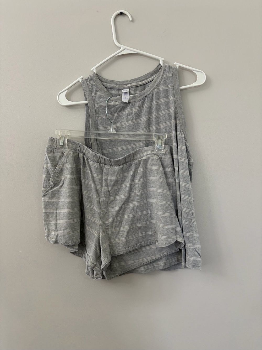 stars above Gray Striped Tank & Shorts Sleep Set